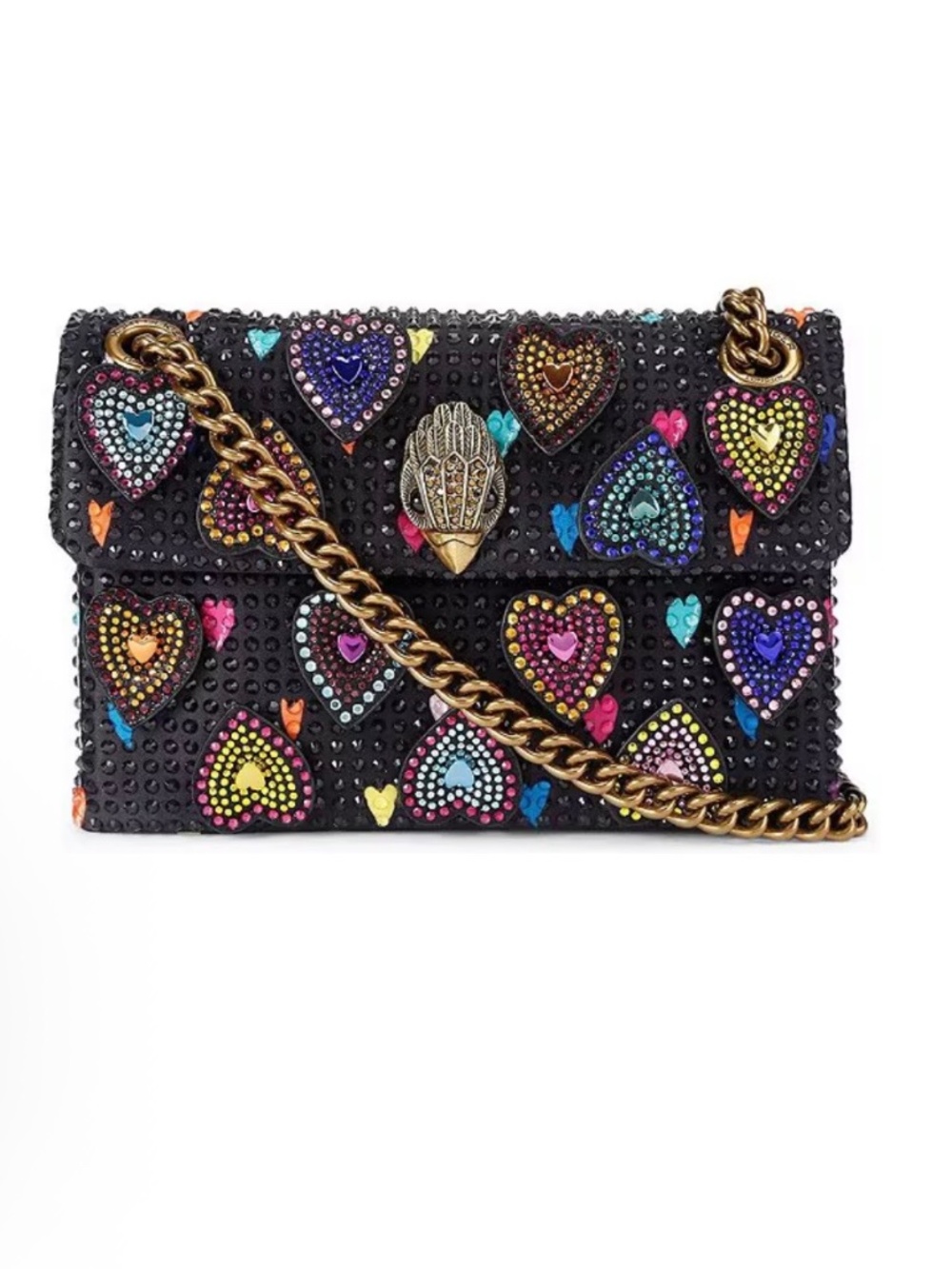 KURT GEIGER LONDON Kensington Crystal Hearts Convertible Crossbody in Black
